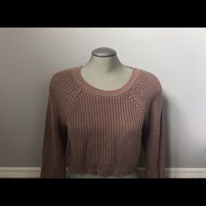 Blush cropped knit sweater